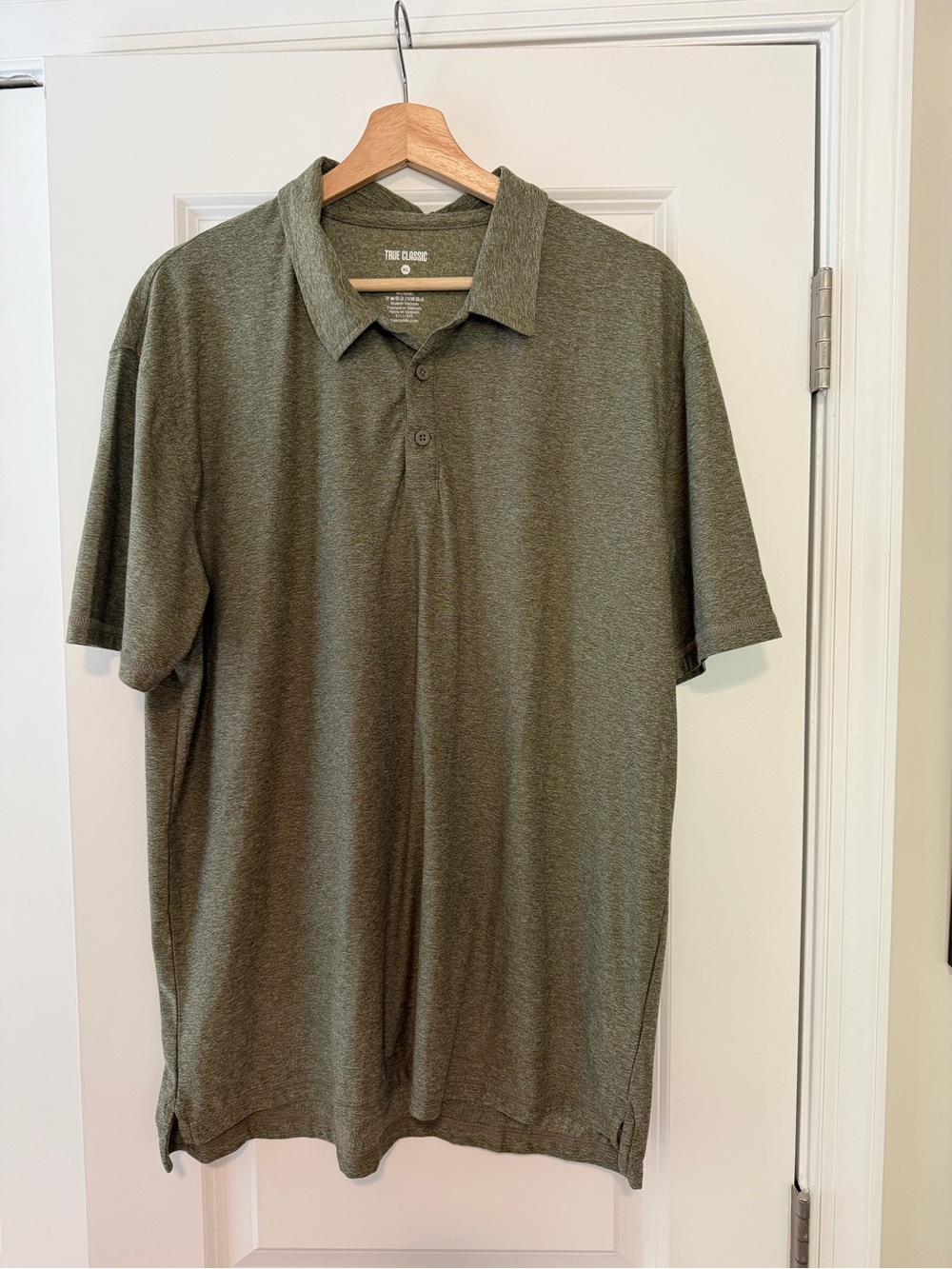 True Classic Heather Military Green Active Polo XL
